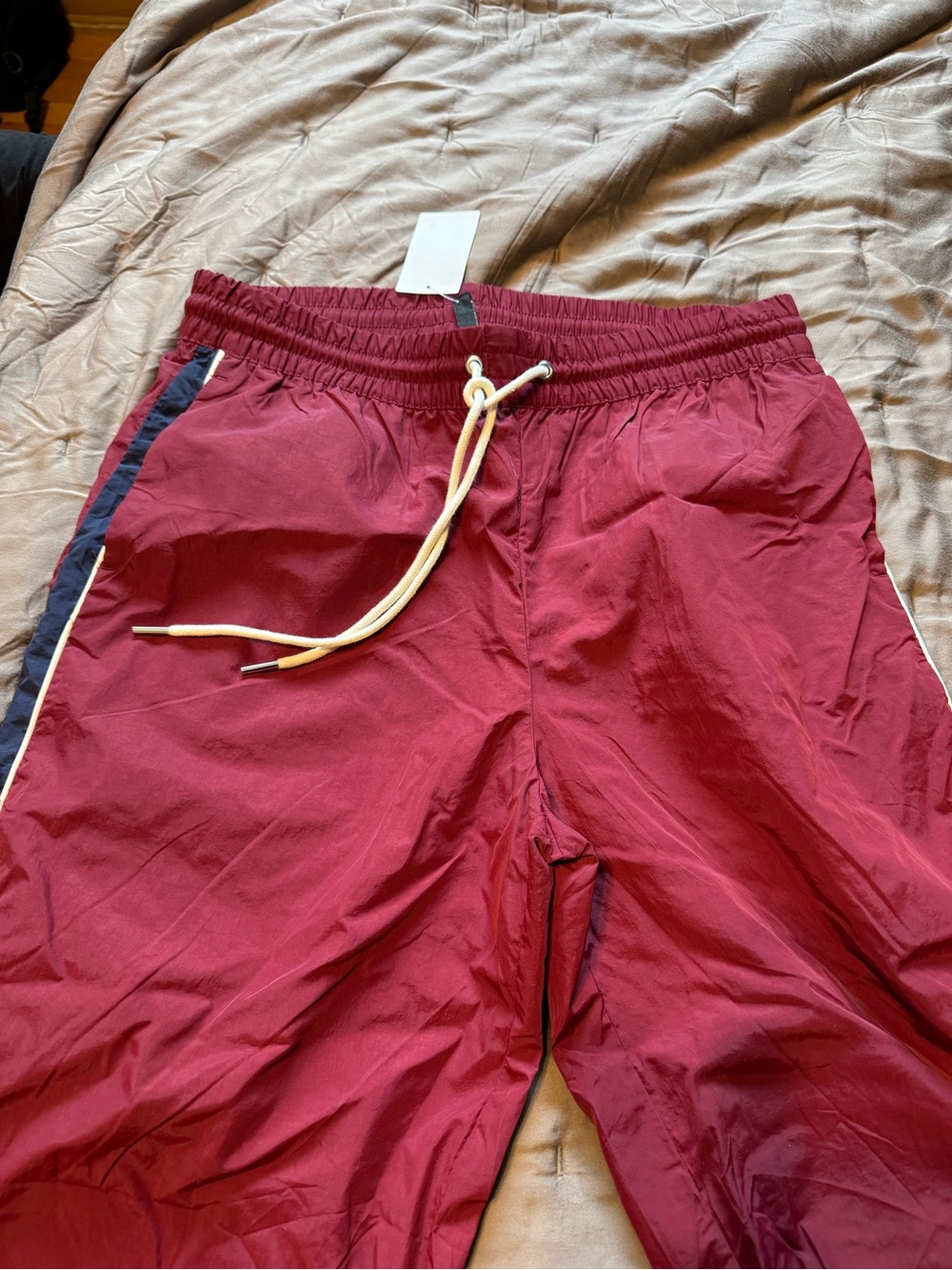 H&M Burgundy Track Pants with Navy Side Stripe